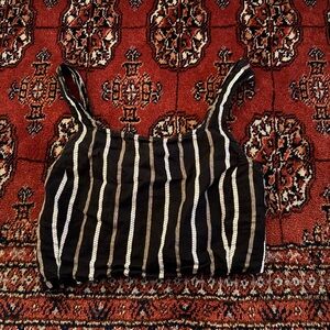 Lou & Grey 100% linen XS black striped cropped tank